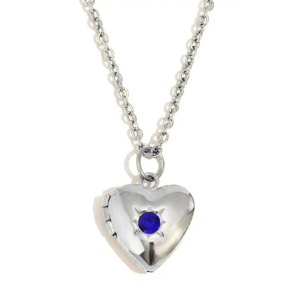 (*Spring Sale*) Dainty Heart Photo Locket Birthstone Necklace 