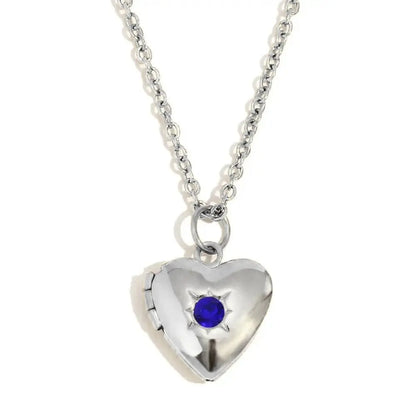 (*Spring Sale*) Dainty Heart Photo Locket Birthstone Necklace 