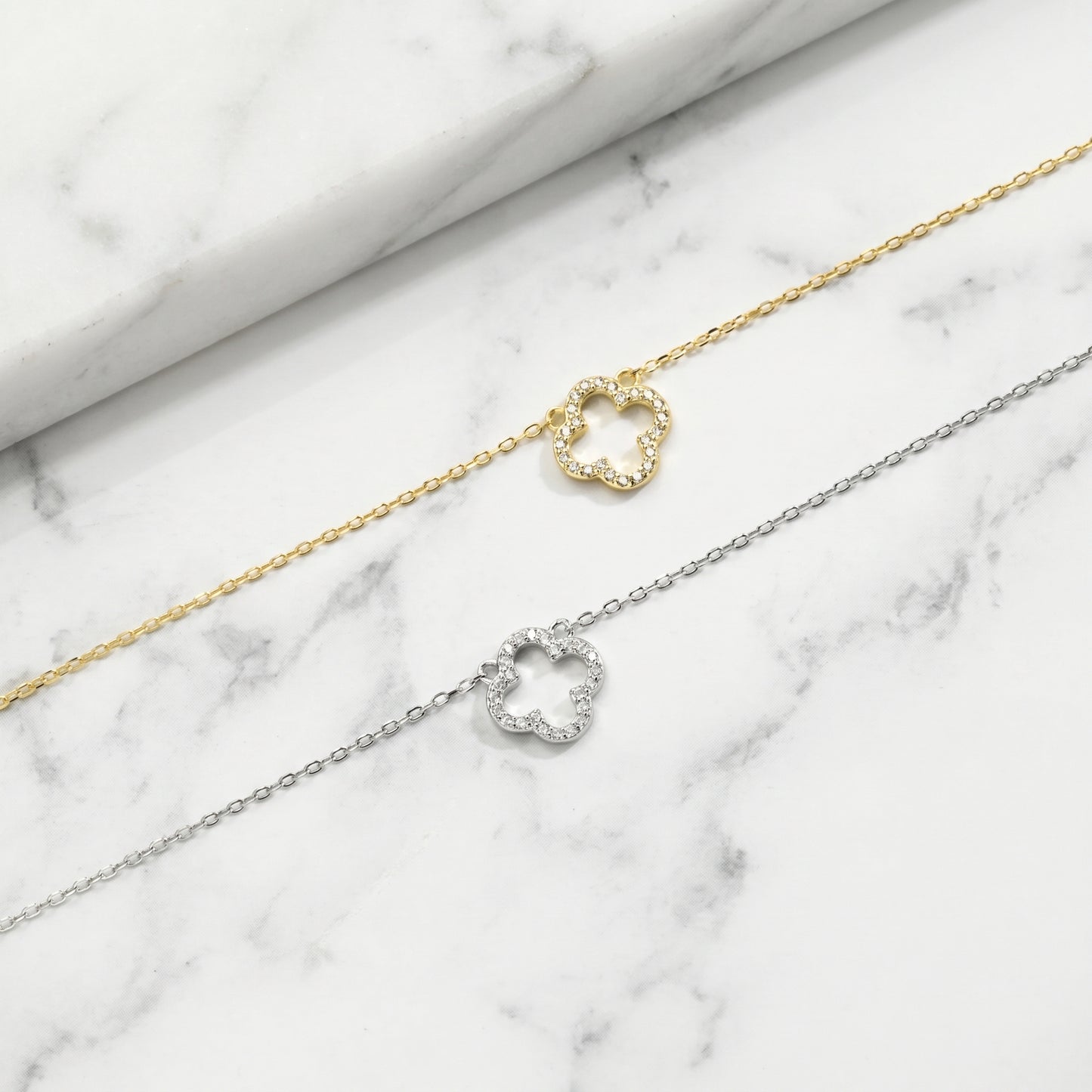 Sterling Silver Hollow Clover Necklace