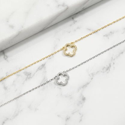 Sterling Silver Hollow Clover Necklace