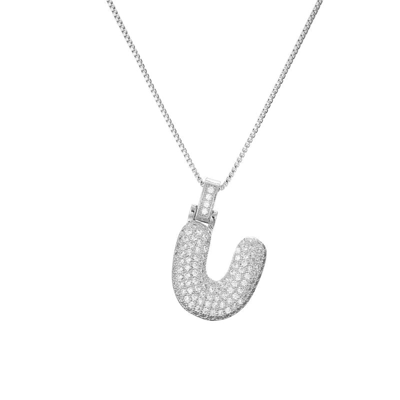 Chunky Ice Letter Initial Necklace