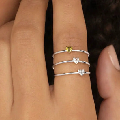 Mini Heart Birthstone Ring 