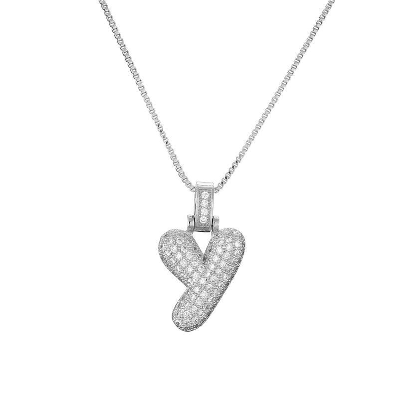 Chunky Ice Letter Initial Necklace