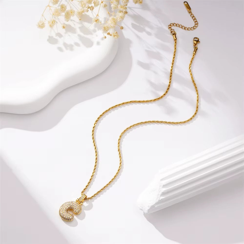 Chunky Ice Letter Initial Necklace