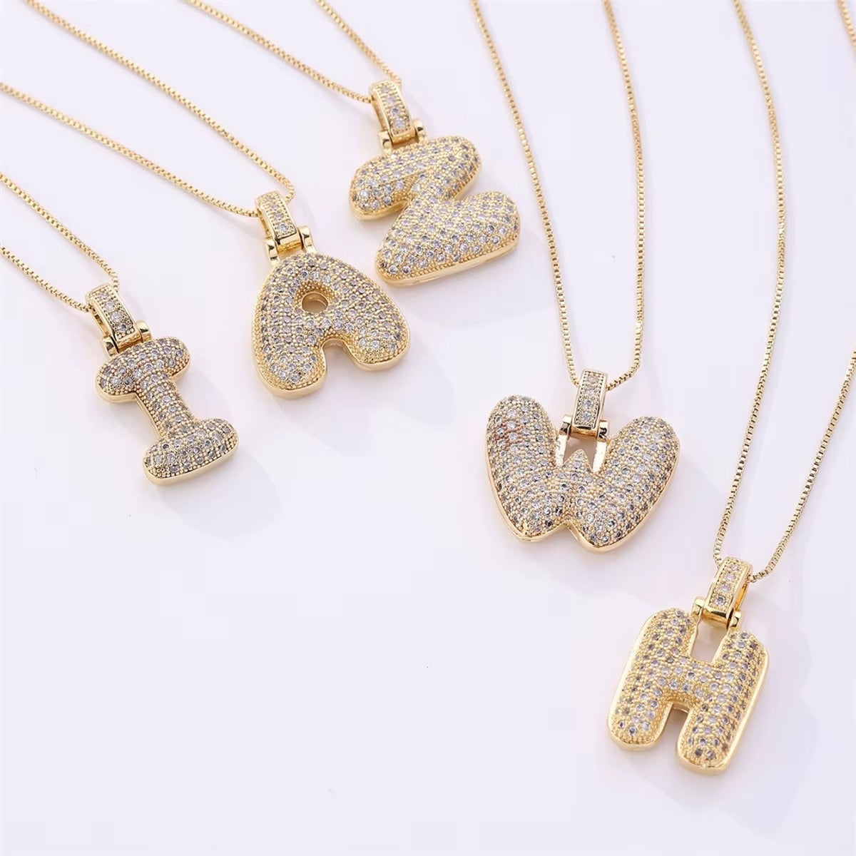 Chunky Ice Letter Initial Necklace