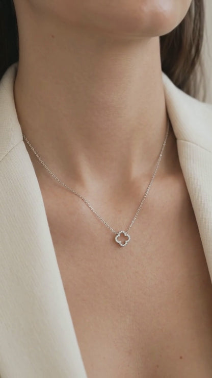 Sterling Silver Hollow Clover Necklace