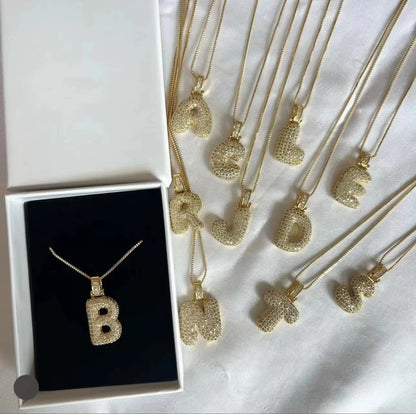 Chunky Ice Letter Initial Necklace