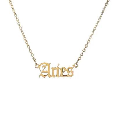 (*Autumn Sale*) Zodiac Name Necklace (Old English Edition) 
