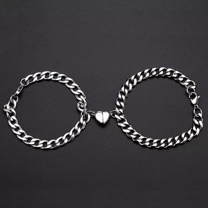 Magnetic Heart Charm Bracelet Set