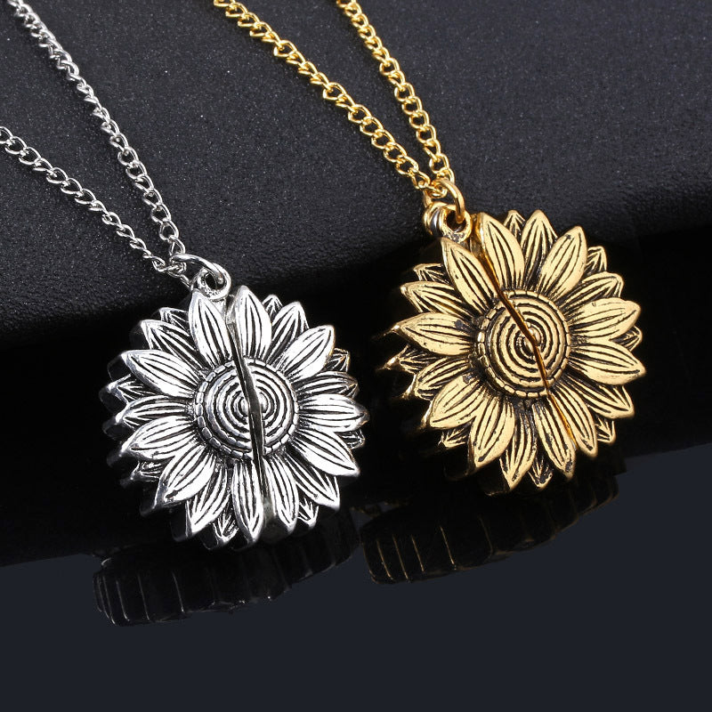 You Are My Sunshine Necklace 2pcs Sunflower Inspirational Open Locket  Necklace | Fruugo UK