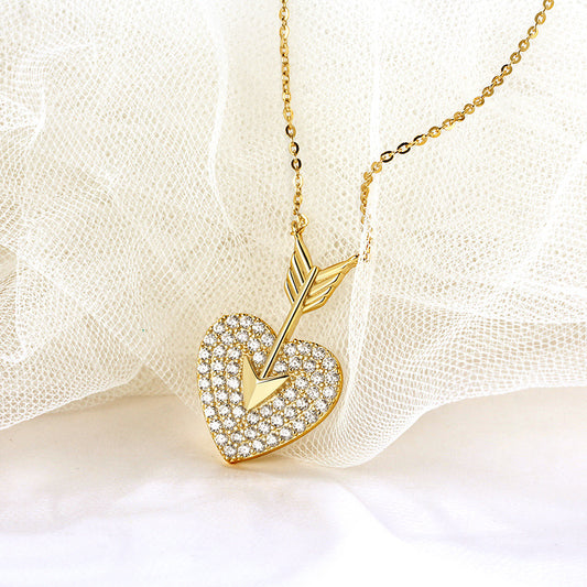 (*Spring Sale*) Cupid's Heart Gold Diamond Necklace