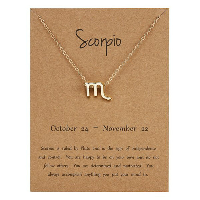 Zodiac Sign Necklace With Gift Card